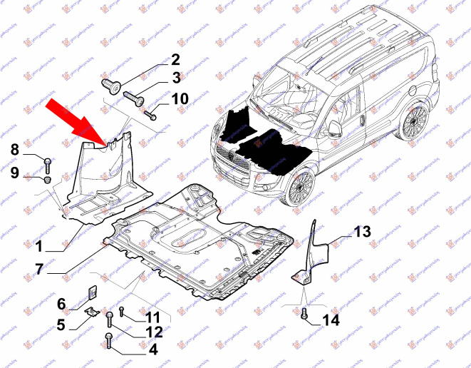 Mbrojtje/kapak nën motor (plastik)