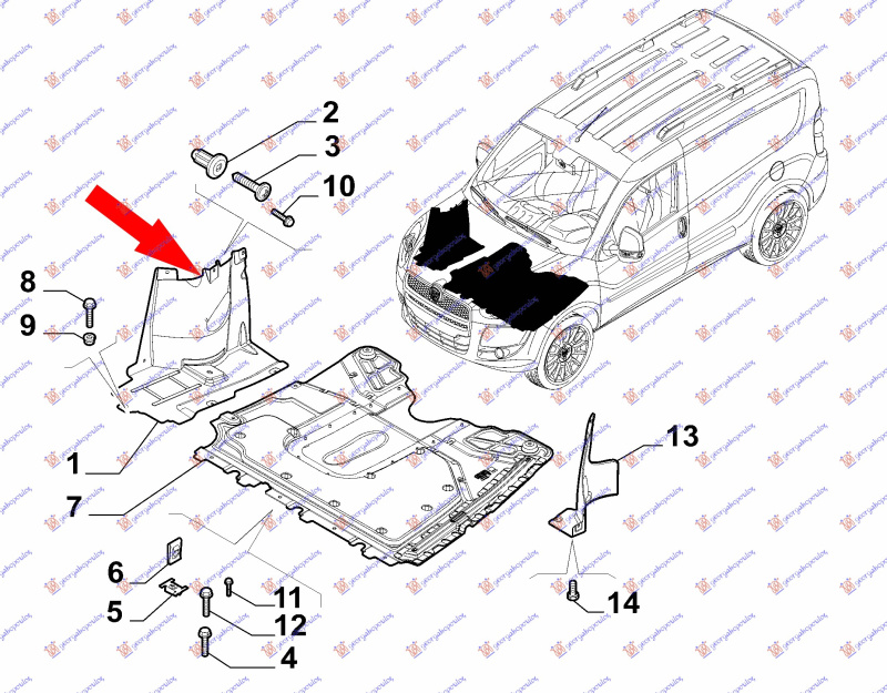 Mbrojtje/kapak nën motor (plastik)