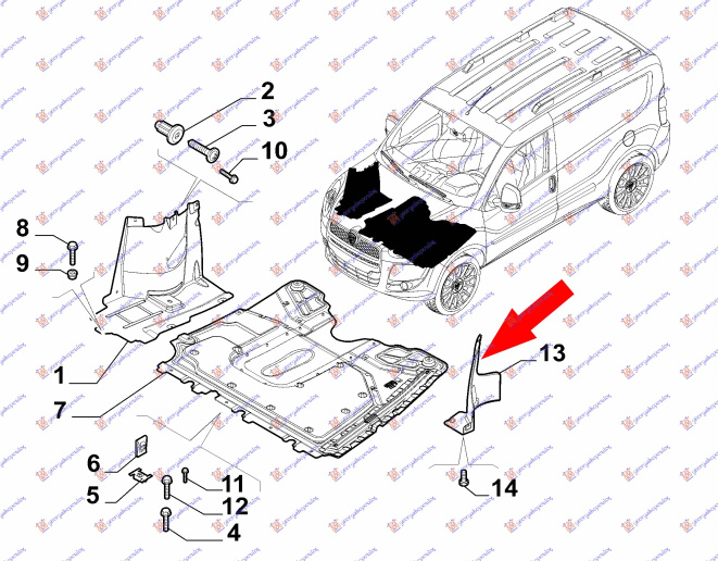 Mbrojtje/kapak nën motor (plastik)
