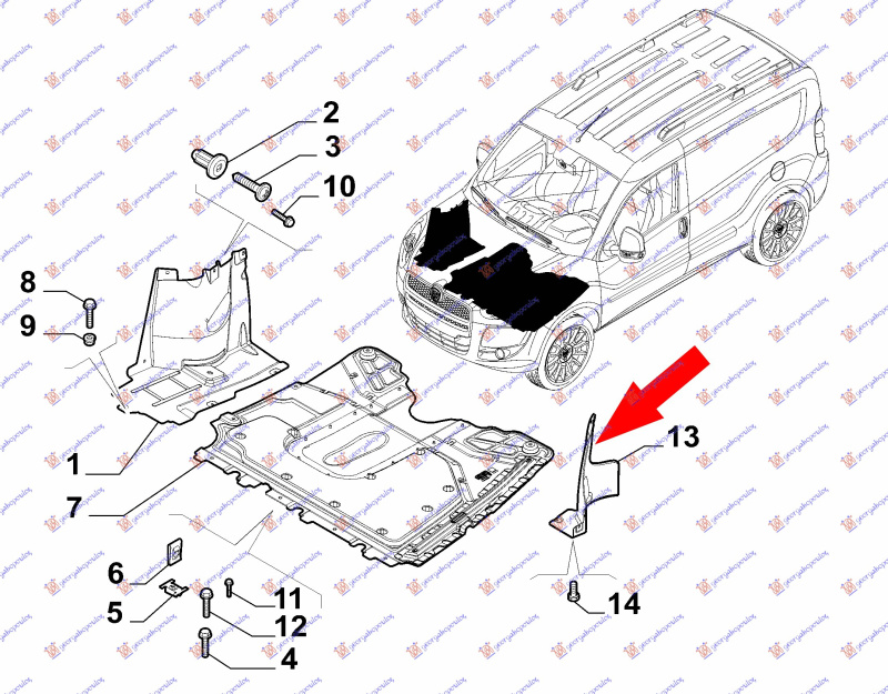 Mbrojtje/kapak nën motor (plastik)