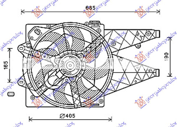 Ventilator komplet 1.6-2.0 dizel (400mm) (500W)