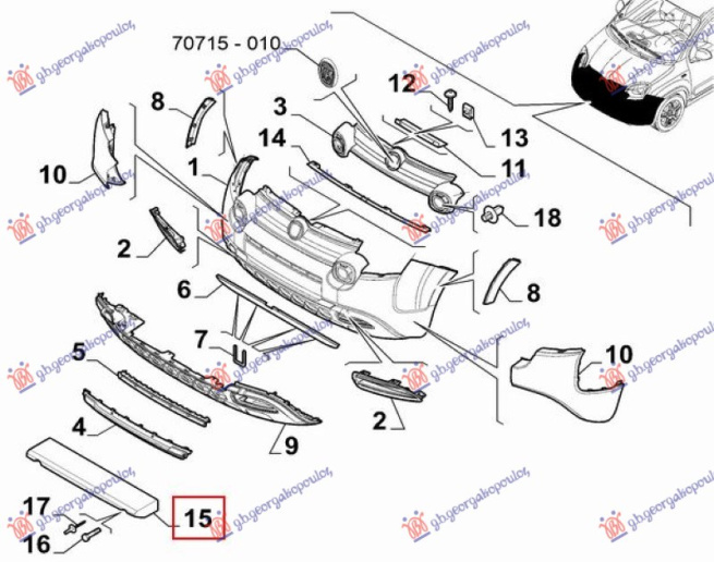 Mbrojtës/kapak nën paraklopin e përparmë plastik (Origjinal)