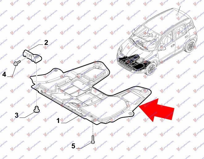 Mbrojtje/kapak nën motor (plastik)