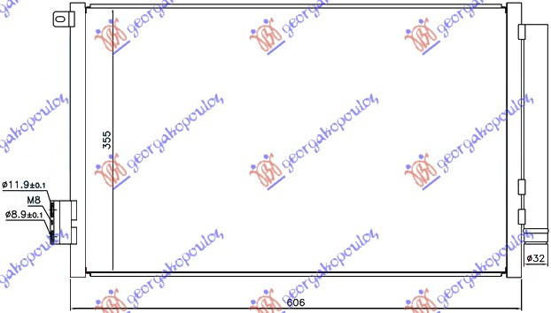 Radiator i kondicionerit 1,4i-16V (57x35x16)