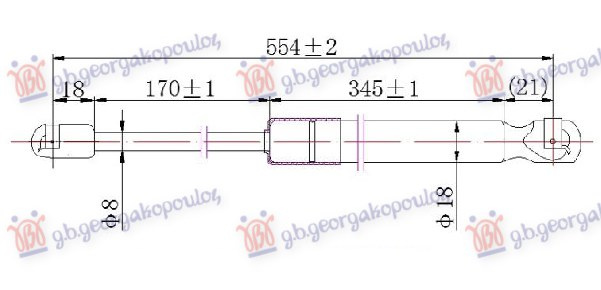Amortizues (një) për derën e bagazhit (554L-680N)