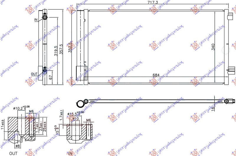 Radiator i kondicionerit 1.6i 16v benzinë (684x340x16)