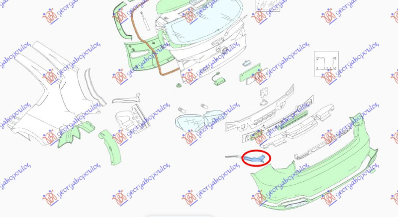 Shtërngues/mbajtës në parakolpin e pasëm plastik i brendshëm (H/B) (Origjinal)