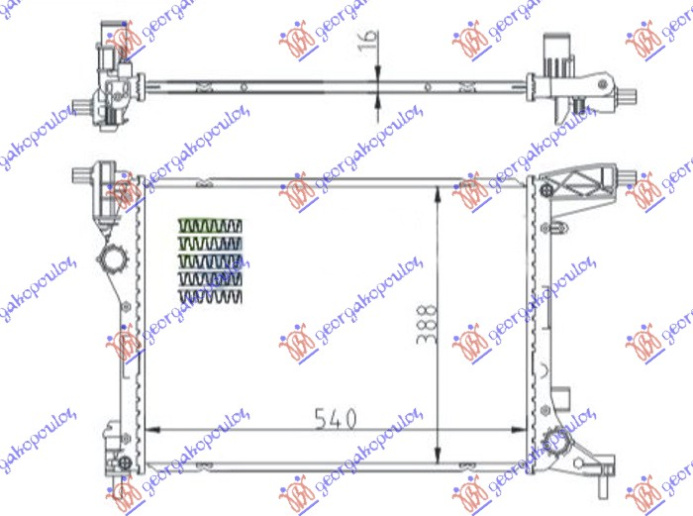 Radiator për motor 1.4 (70KW) (marsh manual) benzinë (540x410x16)