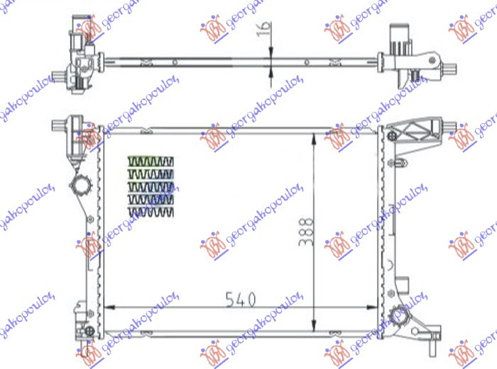 Radiator për motor 1.4 (70KW) (marsh manual) benzinë (540x410x16)