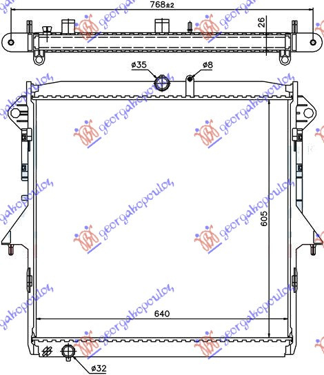 Radiator për motor 2.5 benzinë (marsh manual/automatik) (605x640)