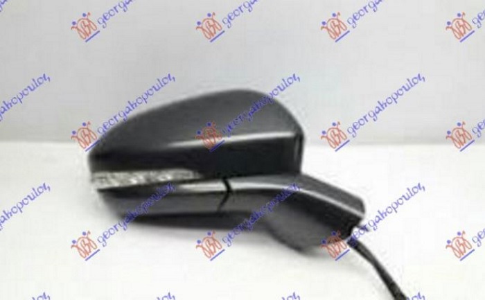 Pasqyrë elektrike me ngrohje (elektrik-me palosje) (gati për ngjyrosje) (memorie) (me drita pulsuese) +Dritë + këndi i vdekur) (bazë e zezë) (xham asferik)