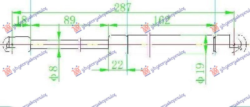 Amortizues (një) për derën e bagazhit 06- (287L-450N)