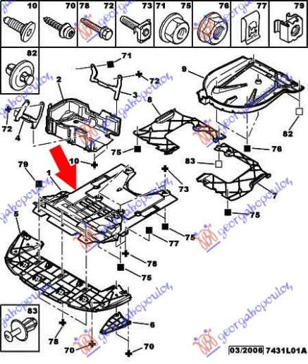 Mbrojtje/kapak nën motor plastik