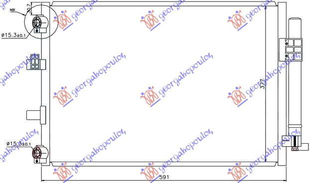 Radiator i kondicionerit 1.0-1.6 benzinë -1.6 dizel (59x37,7)