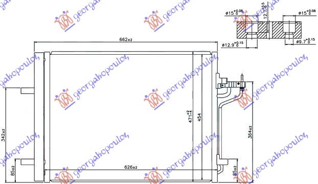 Radiator i kondicionerit 1,6i-16V-2,0ST-2,0TDCi (58.5x44