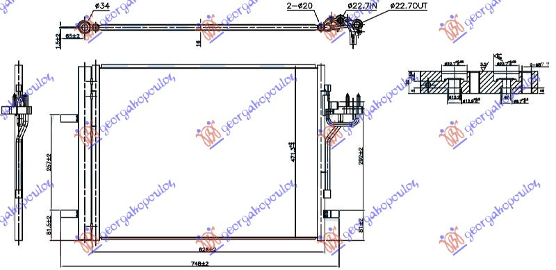 Radiator i kondicionerit 1.6 TDCI ECONETIC (62.6x47.0x1.6)