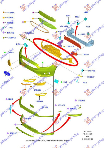 Shinë/bazë në parakolpin e përparmë i sipërm