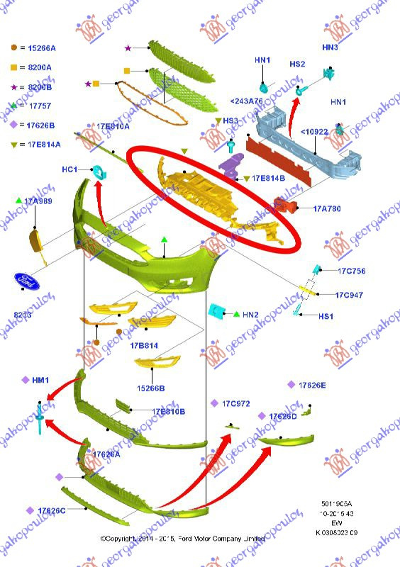Shinë/bazë në parakolpin e përparmë i sipërm