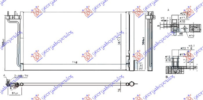 Radiator i kondicionerit 1.6-2.0 benzinë - Elektrik (718x384x16)