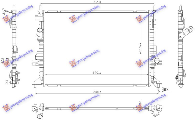 Radiator për motor 1.0 EcoBoost benzinë - 1.5 Econgjyrë e kaltër dizel (672x488)