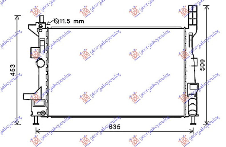 Radiator për motor 1.5/1.6 TDCi (marsh manual) dizel (543x362x26)