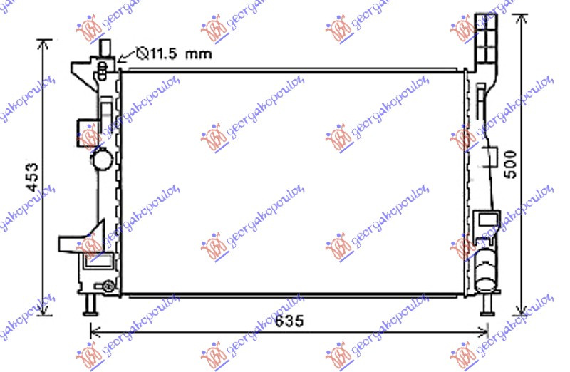 Radiator për motor 1.5/1.6 TDCi (marsh manual) dizel (543x362x26)