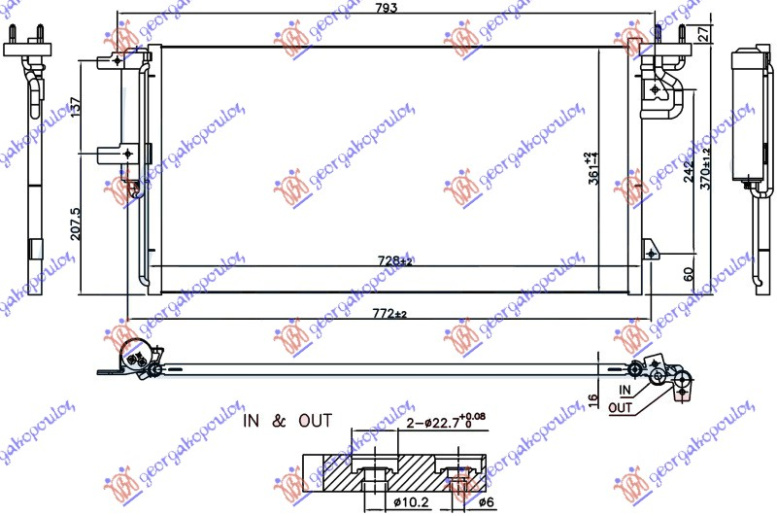 Radiator i kondicionerit 1.5 EcoBoost benzinë (728x361x16)