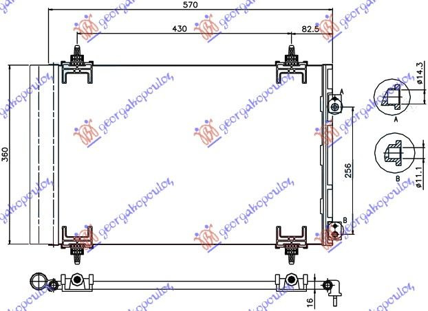 Radiator i kondicionerit benzinë/dizel (53,5x36x1,2)