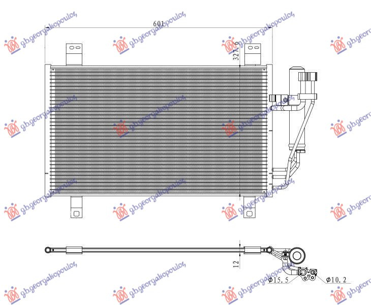 Radiator i kondicionerit 2.5 benzinë -hibrid (721x386x12)