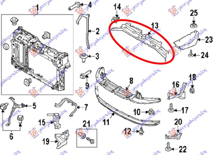 Mbulues i sipërm paneli i përparëm /llamarinë e përparme plastik