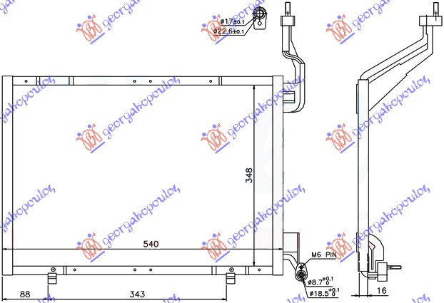 Radiator i kondicionerit 1,6 TDCi -14 (54x34,8x16)
