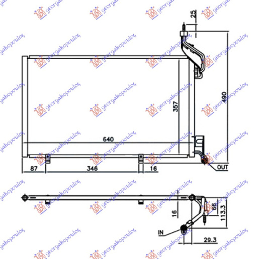 Radiator i kondicionerit 1.6 EcoBoost benzinë (600x350x16) tubë 18/18mm