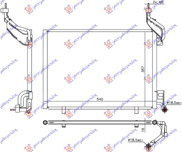 Radiator i kondicionerit 1.6 TDCi dizel 14- (540x357x16)