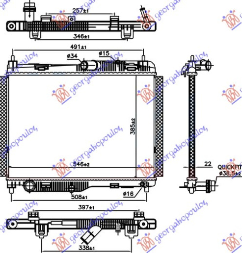 Radiator për motor 1.0 EcoBoost (marsh automatik) benzinë (385x545x22)