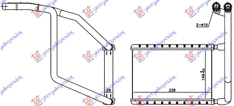 Ngrohës kabine (B) 2.0-2.2 TDCI me/pa kondicioner (149x238x26)