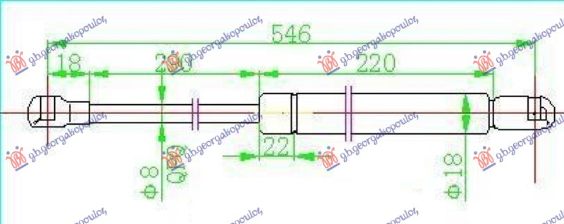 Amortizues (një) për derën e bagazhit 5 dyer (549L-425N)