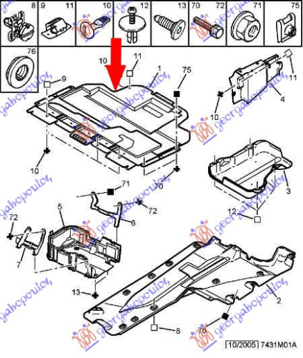 Mbrojtje/kapak nën motor dizel 2.2