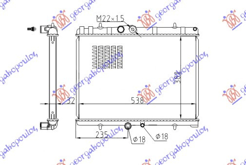 Radiator për motor 2.0i 16V (38x56) (marsh automatik) (me kondicioner)