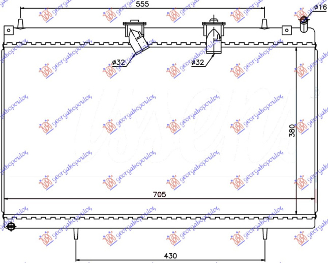 Radiator për motor 2.2 Hdi dizel (marsh manual) (380x705x33)