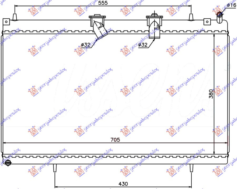 Radiator për motor 2.2 Hdi dizel (marsh manual) (380x705x33)