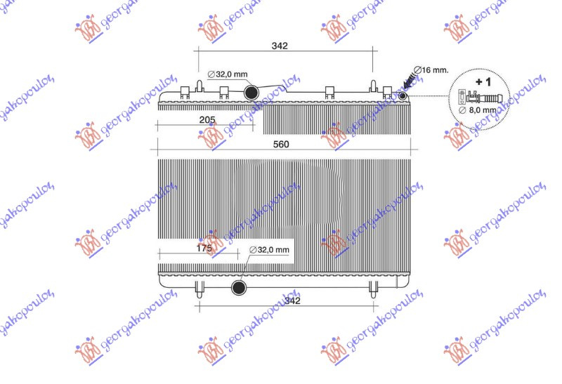 Radiator për motor 1.6-2.0 HDI dizel (me/pa kondicioner) (marsh manual) (380x549)