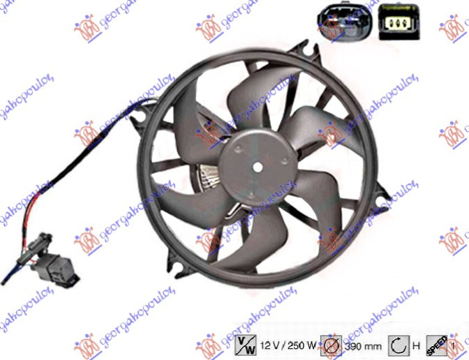 Ventilator komplet benzinë/dizel (390mm) (2 + 3 pinë)