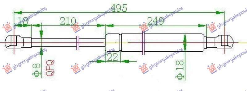 Amortizues (një) për derën e bagazhit (494L-570N)