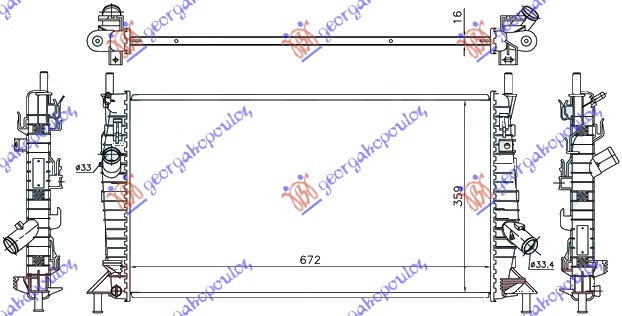 Radiator për motor 1,6-1,8-2,0TDCi-2,5 ST (67x38) (marsh manual/automatik)