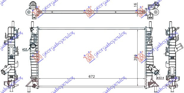 Radiator për motor të gjitha modelet benzinë (marsh manual/automatik) (me/pa kondicioner) (67x37.2) (KOYO)