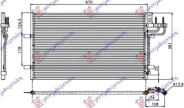 Radiator i kondicionerit benzinë/dizel (62,8x37,4x1,6)