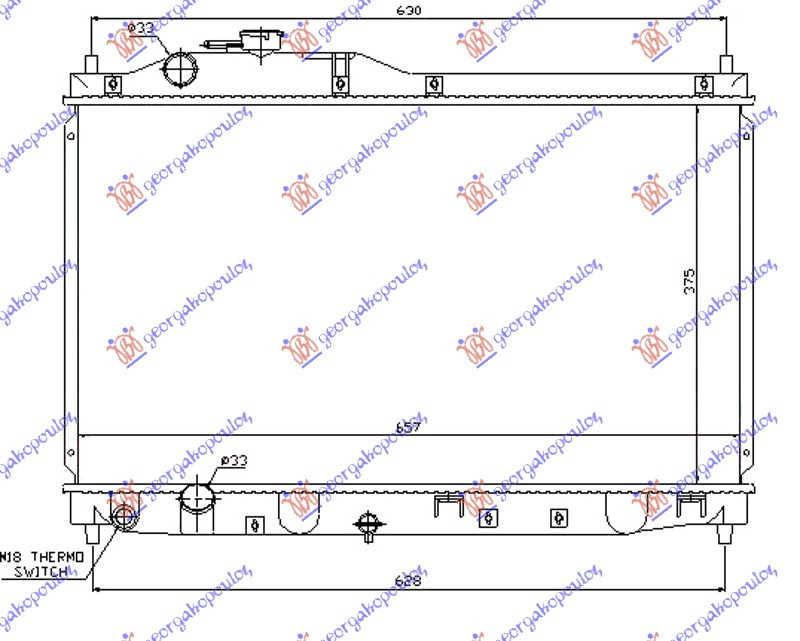 Radiator për motor 2,0i 16V VTEC (37,5x65,8x16)