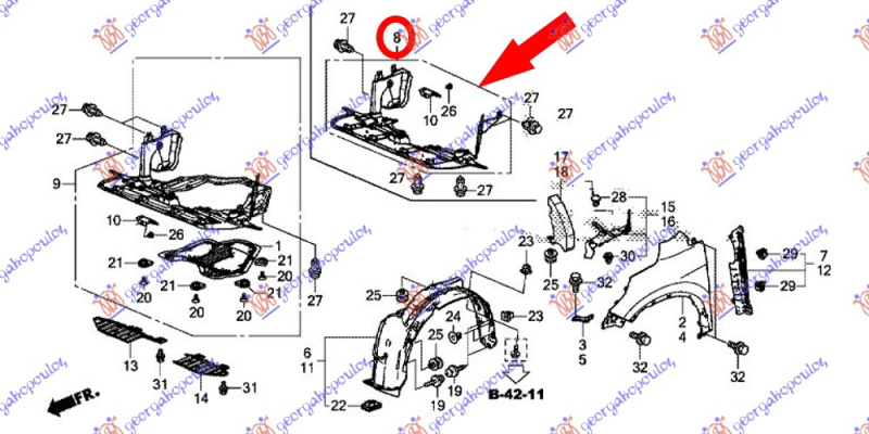 Mbrojtje/kapak nën motor 2.0 benzinë (anglez)