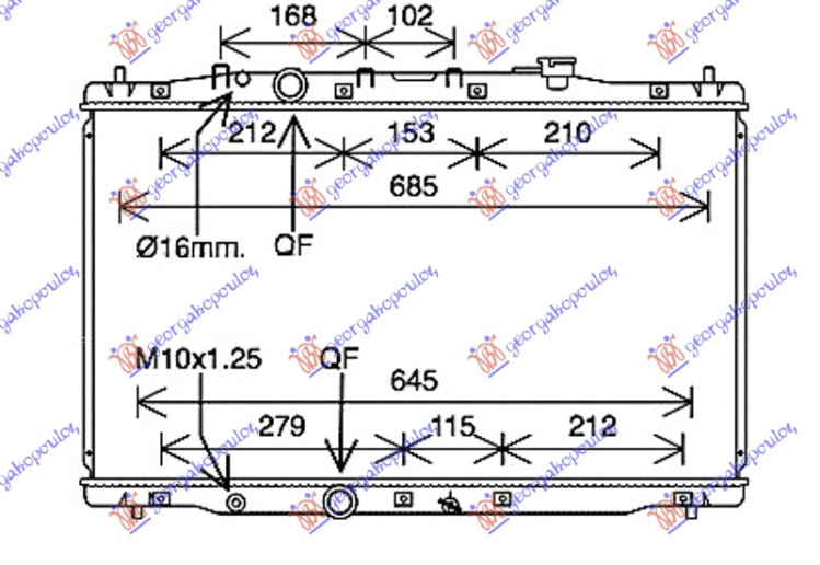 Radiator për motor 2.2 i-DTEC dizel (marsh manual/automatik) (425x750x26) (KOYO)