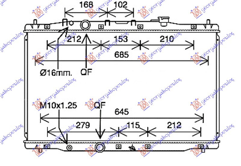 Radiator për motor 2.2 i-DTEC dizel (marsh manual/automatik) (425x750x26) (KOYO)